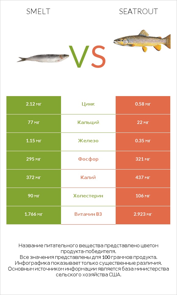 Smelt vs Seatrout infographic