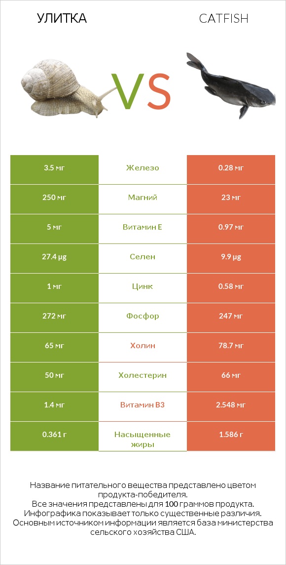 Улитка vs Catfish infographic