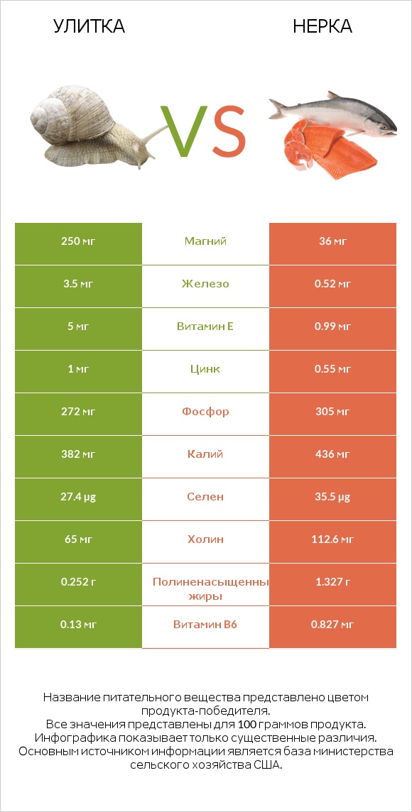 Улитка vs Нерка infographic