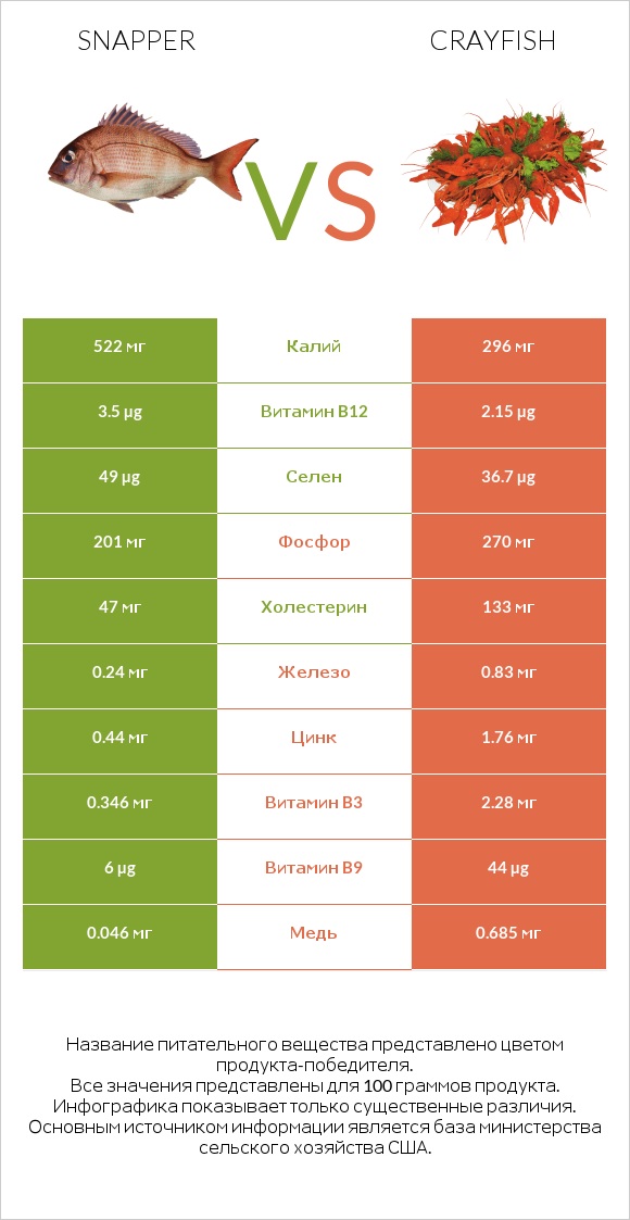 Snapper vs Crayfish infographic