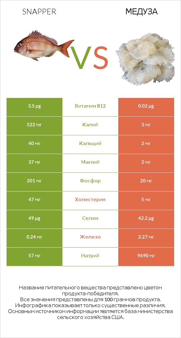 Snapper vs Медуза infographic