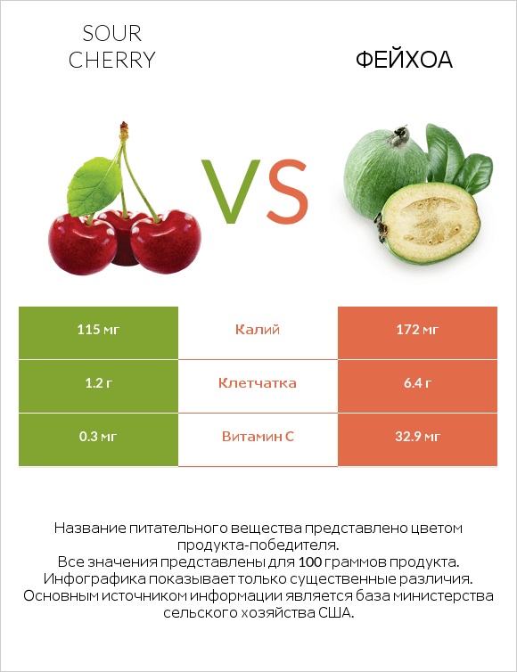 Sour cherry vs Фейхоа infographic