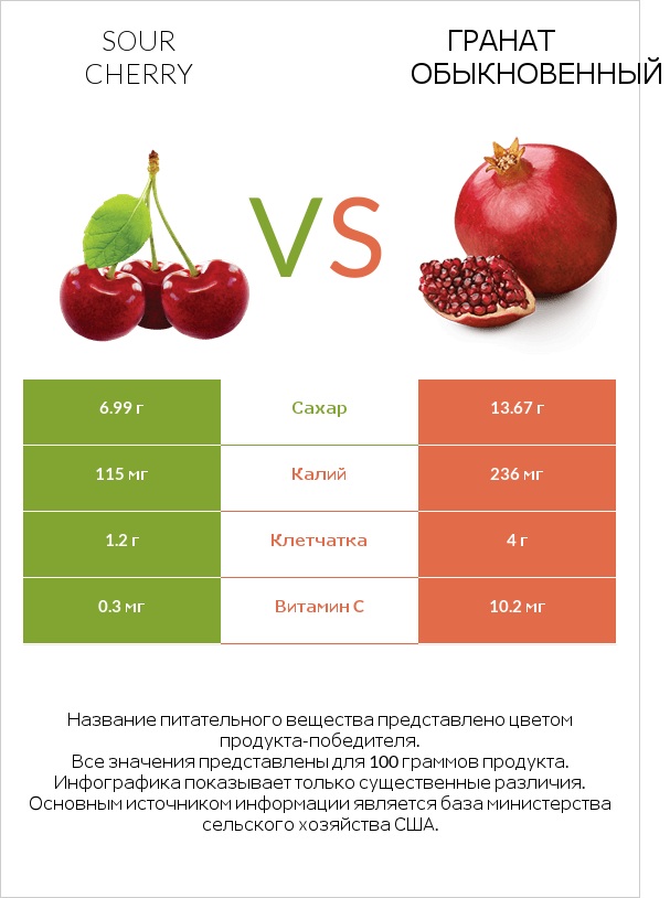 Sour cherry vs Гранат обыкновенный infographic