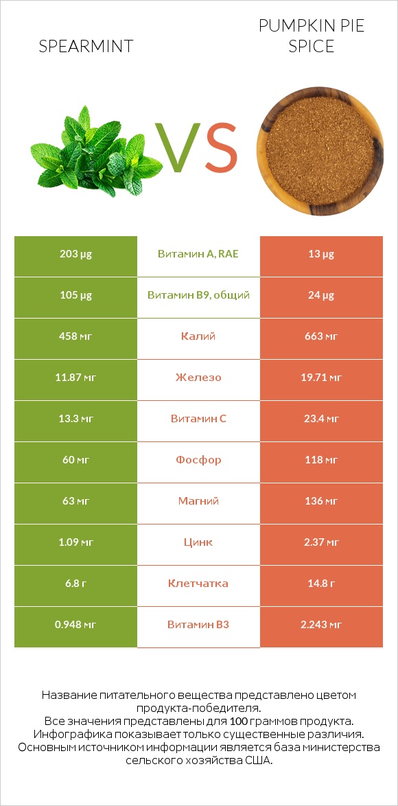 Spearmint vs Pumpkin pie spice infographic