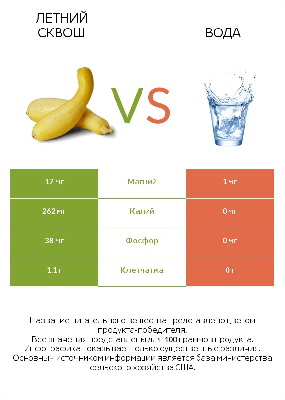 Летний сквош vs Вода infographic