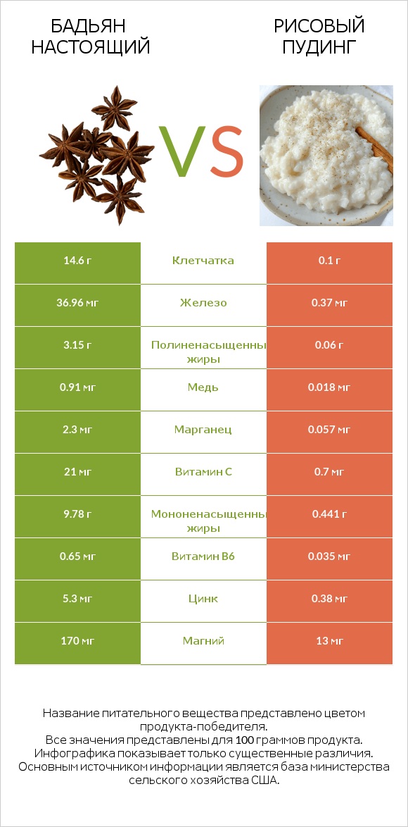 Бадьян настоящий vs Рисовый пудинг infographic