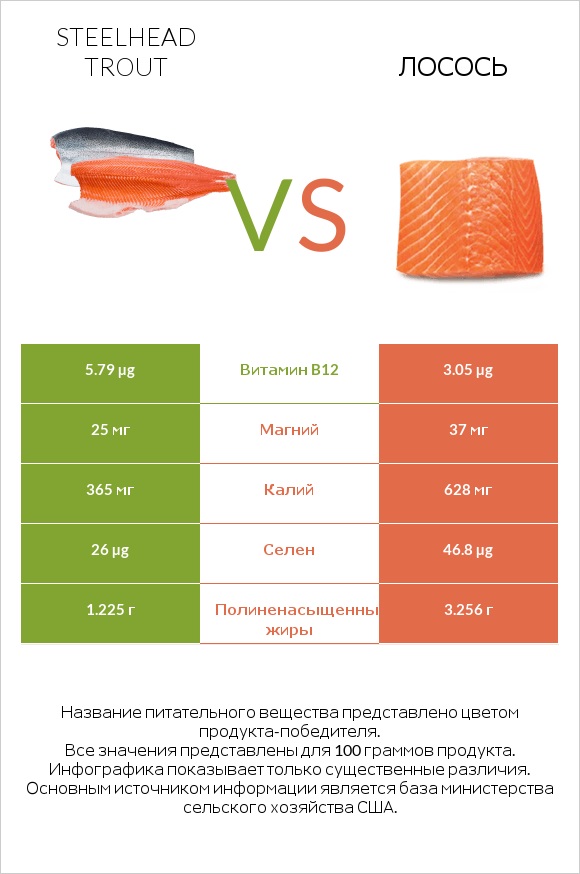 Steelhead trout vs Лосось infographic