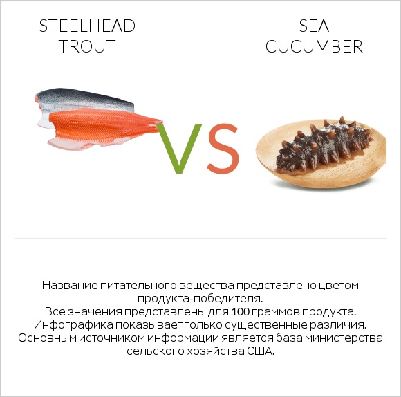 Steelhead trout vs Sea cucumber infographic