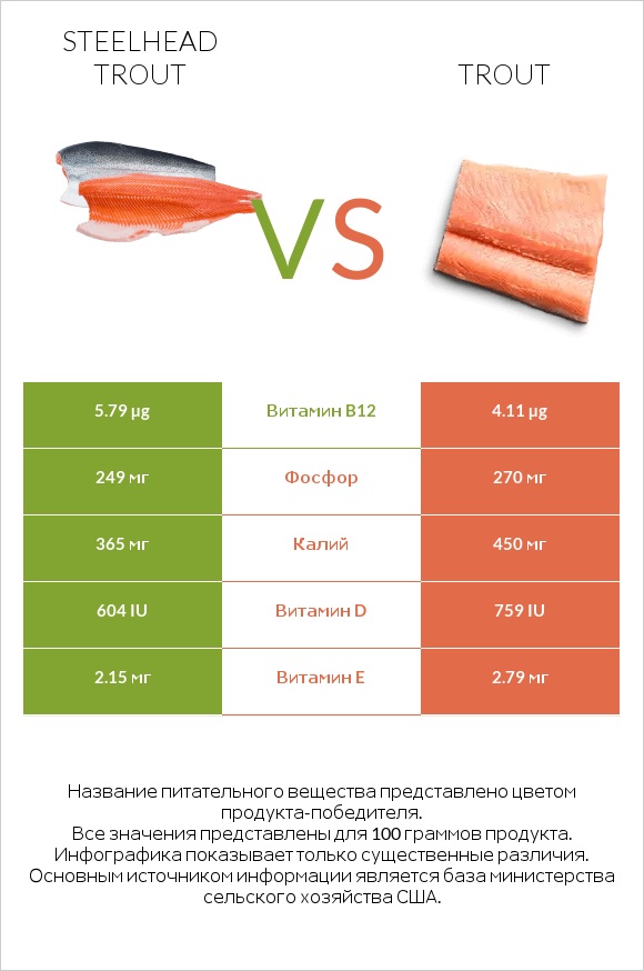 Steelhead trout vs Trout infographic