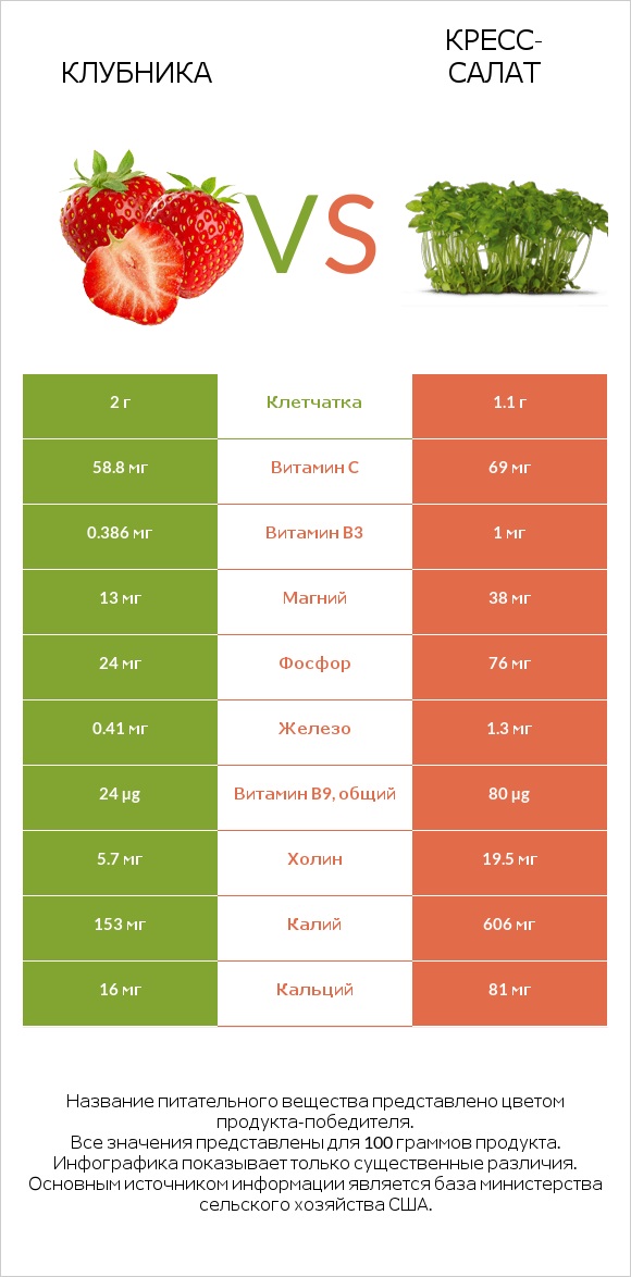 Клубника vs Кресс-салат infographic