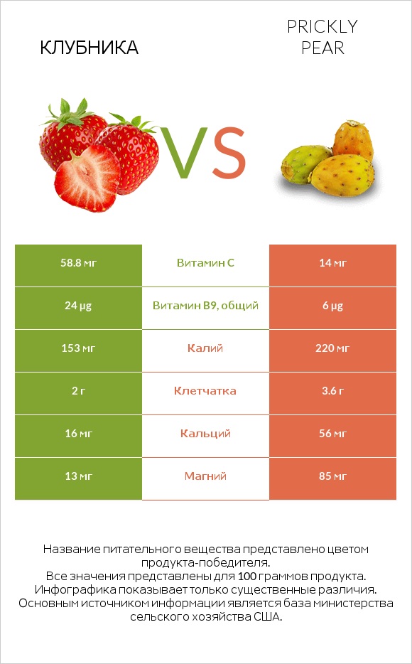 Клубника vs Prickly pear infographic