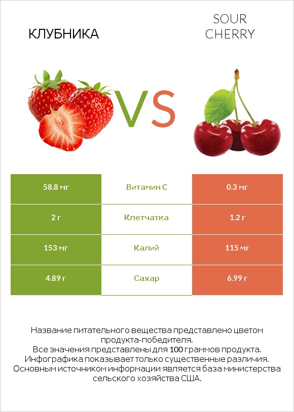 Клубника vs Sour cherry infographic