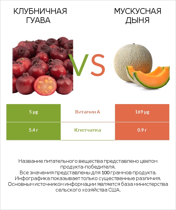 Клубничная гуава vs Мускусная дыня infographic