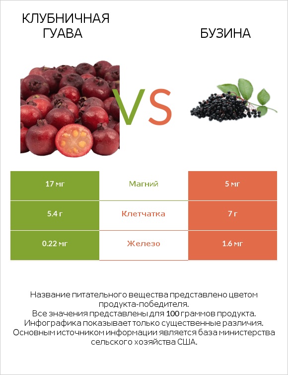 Клубничная гуава vs Бузина infographic