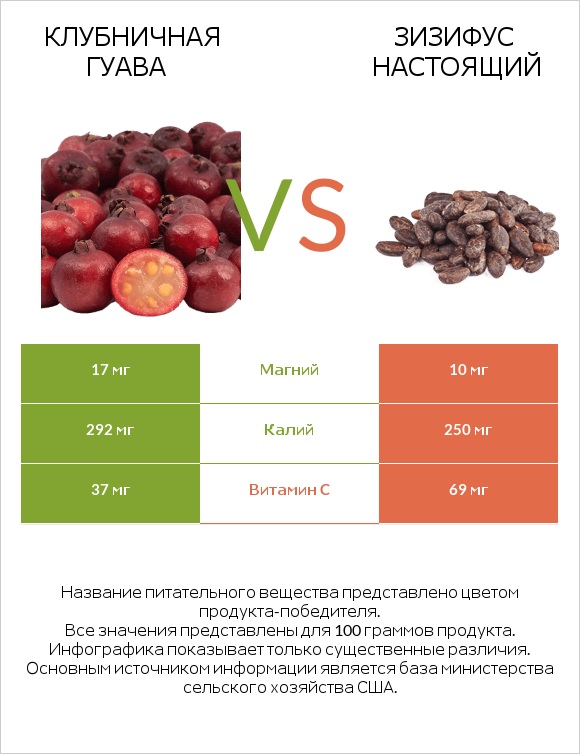 Клубничная гуава vs Зизифус настоящий infographic