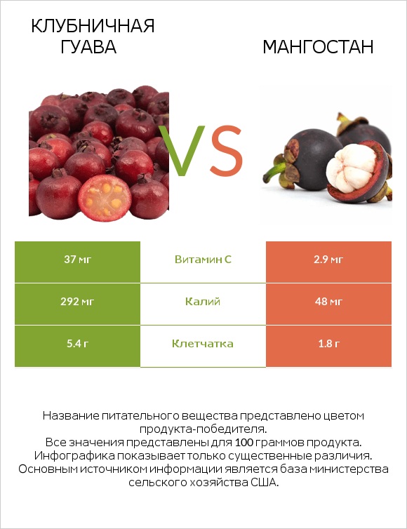 Клубничная гуава vs Мангостан infographic