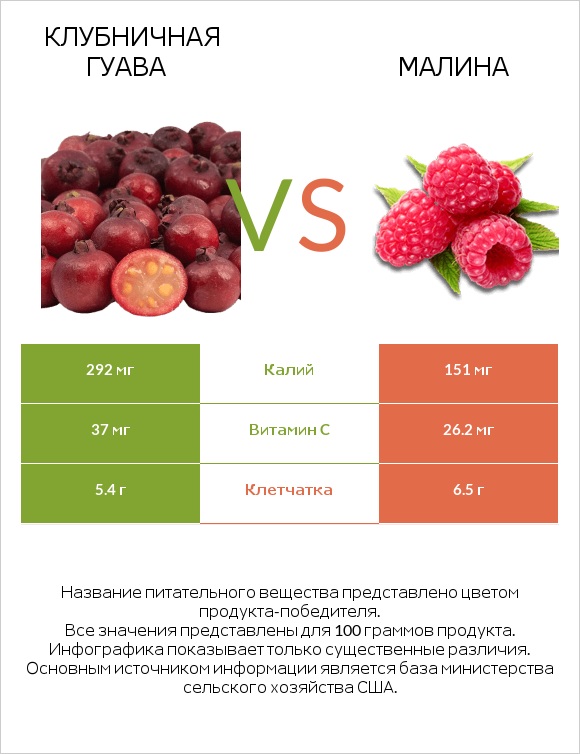 Клубничная гуава vs Малина infographic