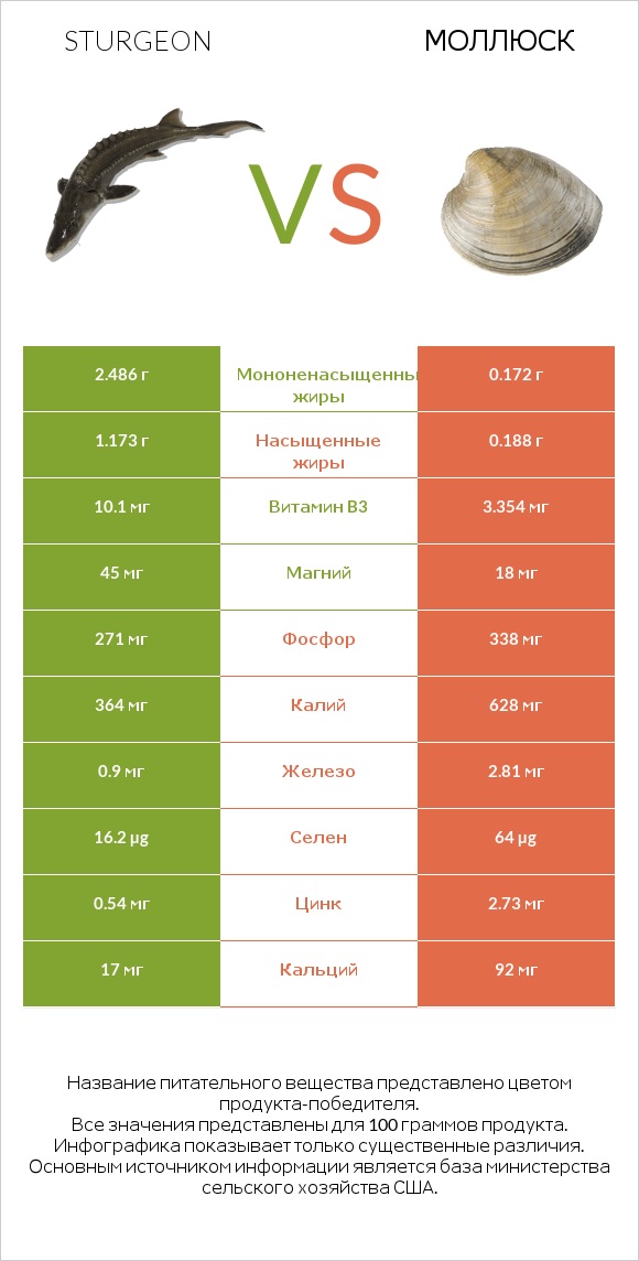 Sturgeon vs Моллюск infographic