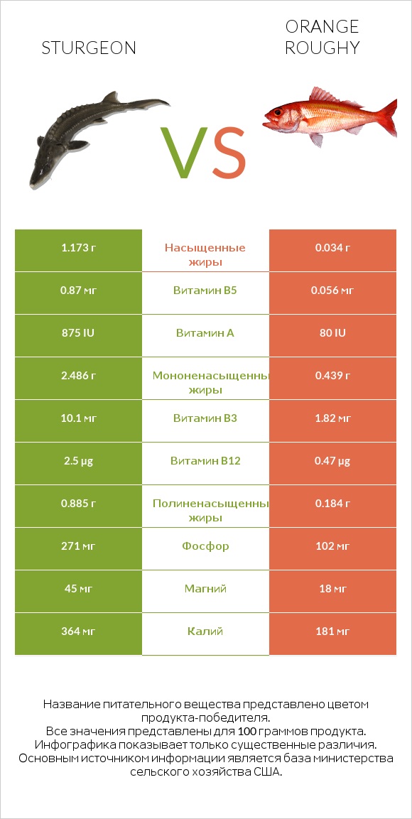 Sturgeon vs Orange roughy infographic