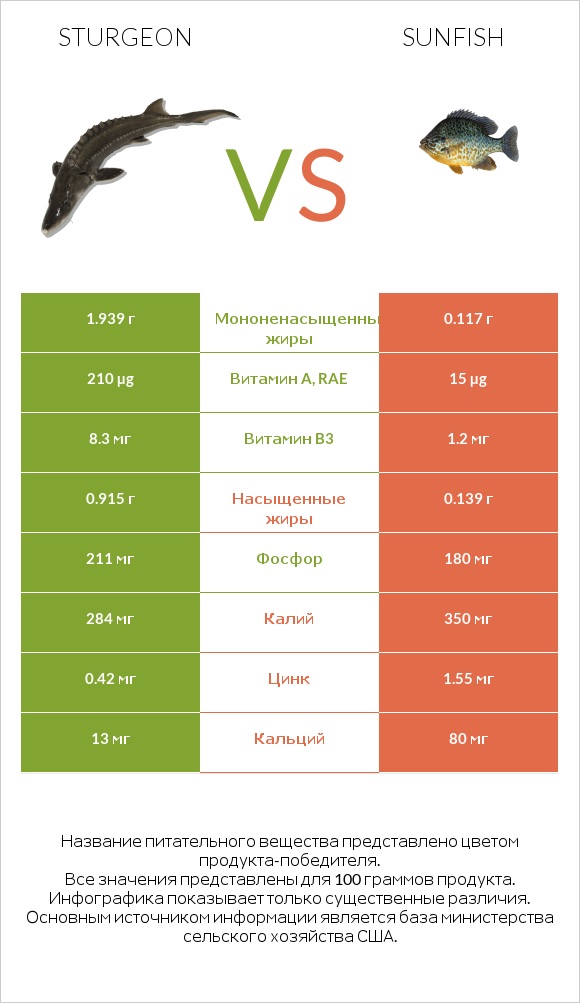 Sturgeon vs Sunfish infographic