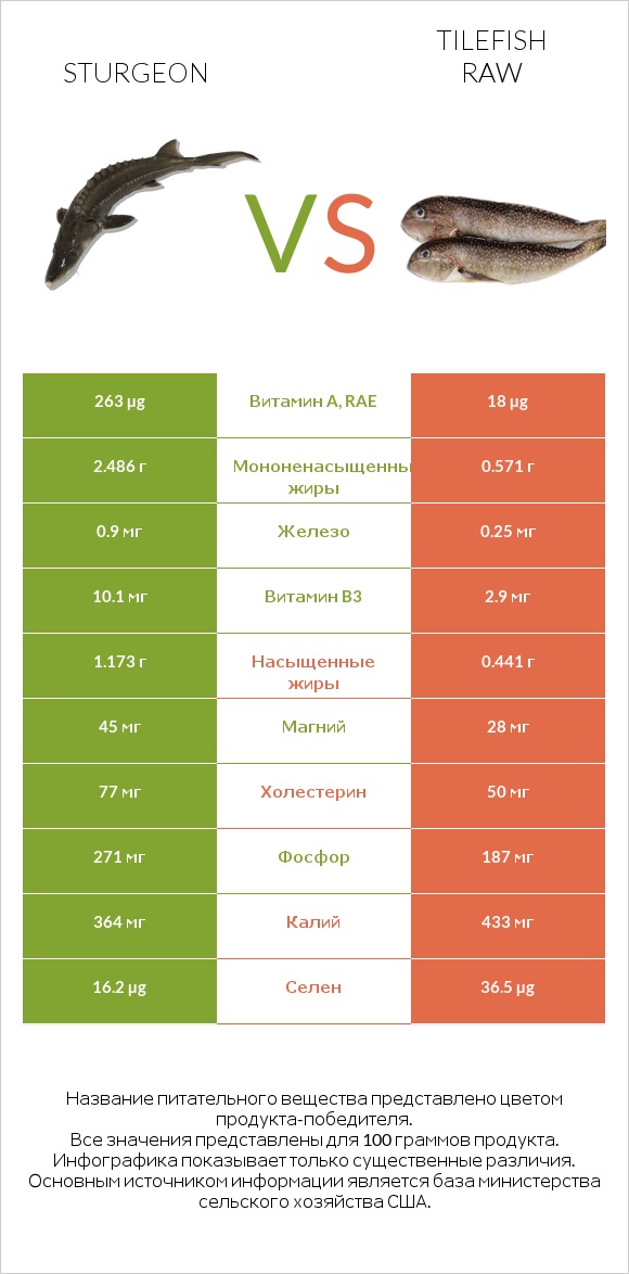 Sturgeon vs Tilefish raw infographic