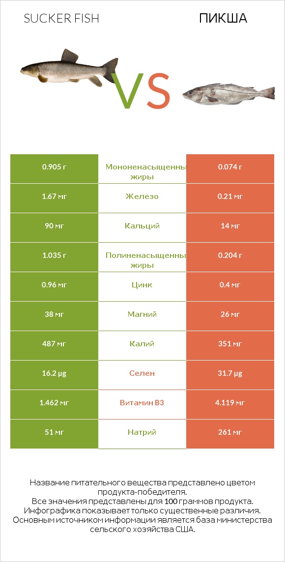 Sucker fish vs Пикша infographic