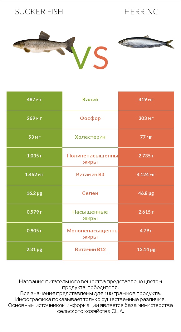 Sucker fish vs Herring infographic