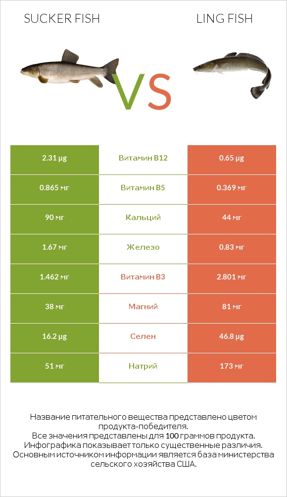 Sucker fish vs Ling fish infographic