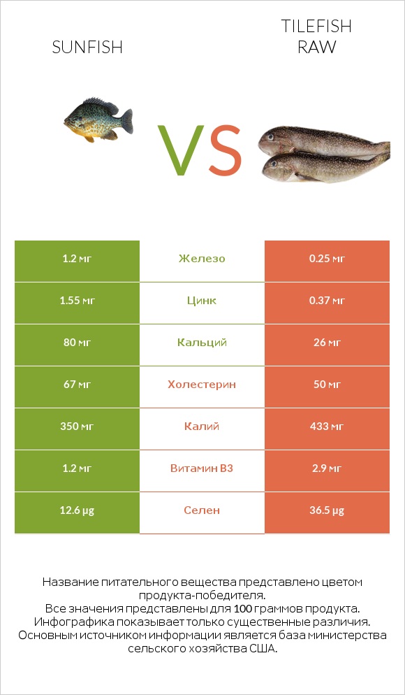 Sunfish vs Tilefish raw infographic