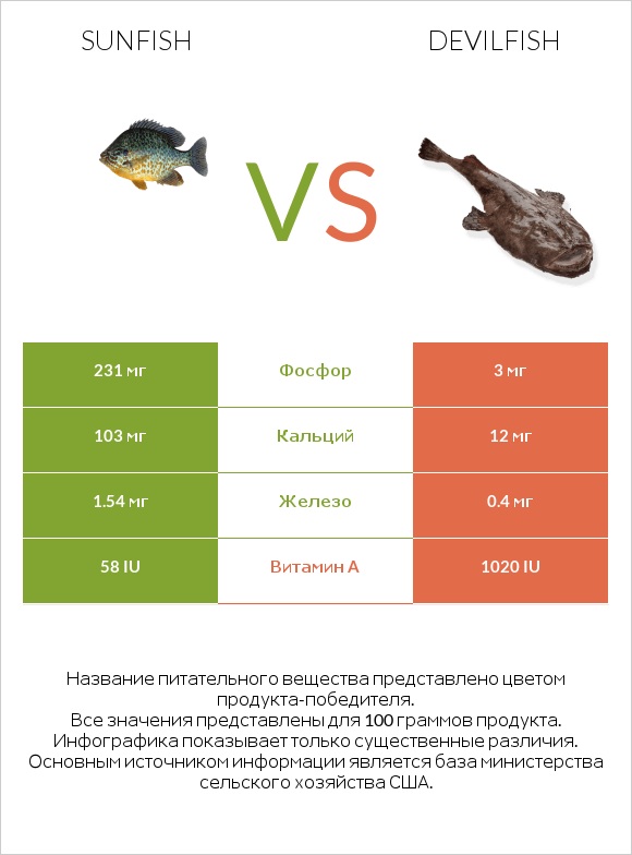 Sunfish vs Devilfish infographic