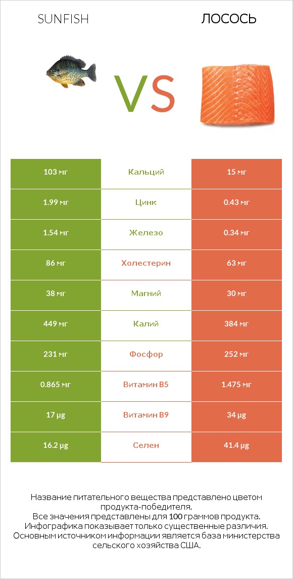 Sunfish vs Лосось infographic