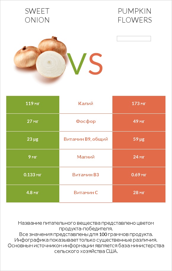 Sweet onion vs Pumpkin flowers infographic