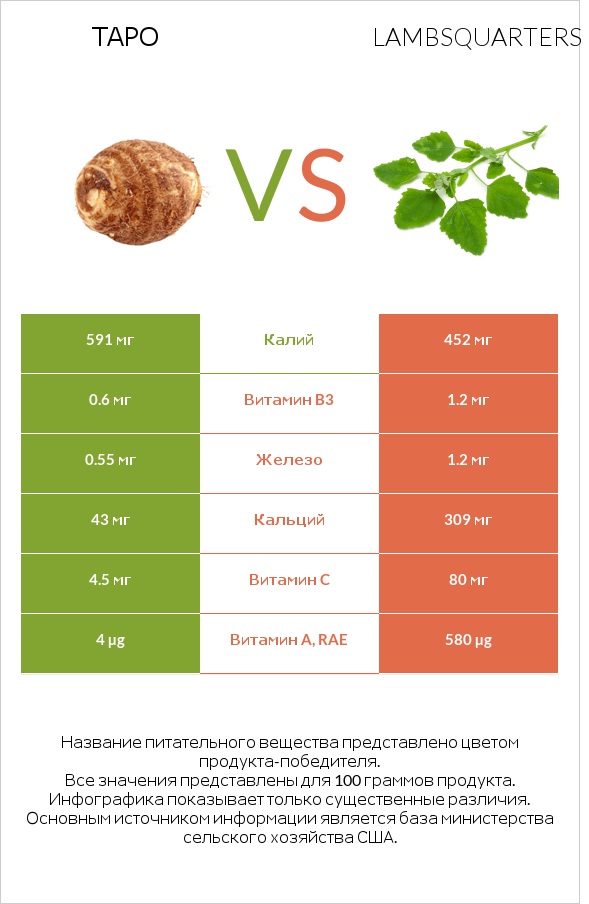 Таро vs Lambsquarters infographic