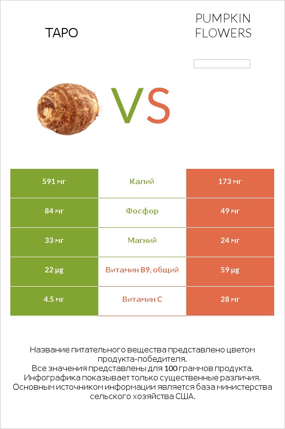 Таро vs Pumpkin flowers infographic
