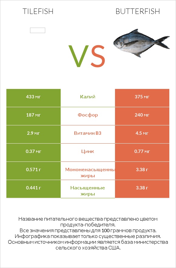 Tilefish vs Butterfish infographic