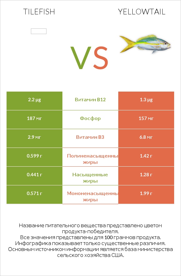 Tilefish vs Yellowtail infographic