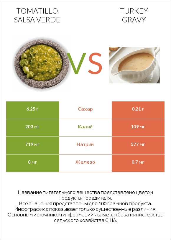 Tomatillo Salsa Verde vs Turkey gravy infographic