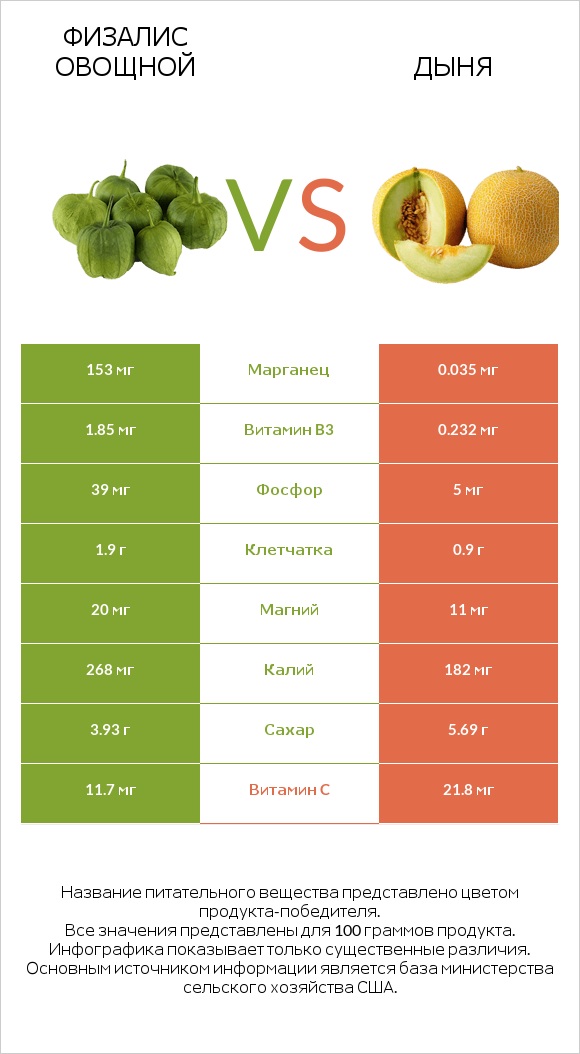 Физалис овощной vs Дыня infographic