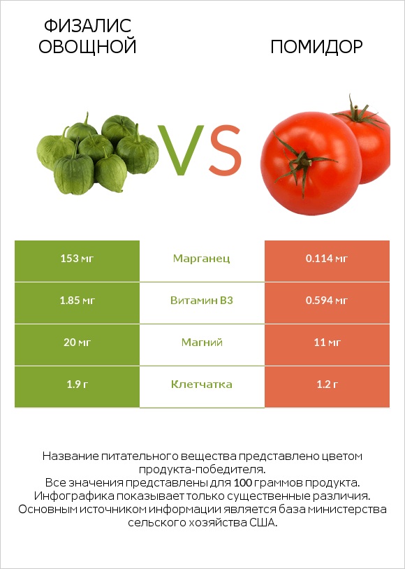 Физалис овощной vs Помидор infographic