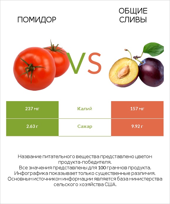 Томат или помидор  vs Слива infographic