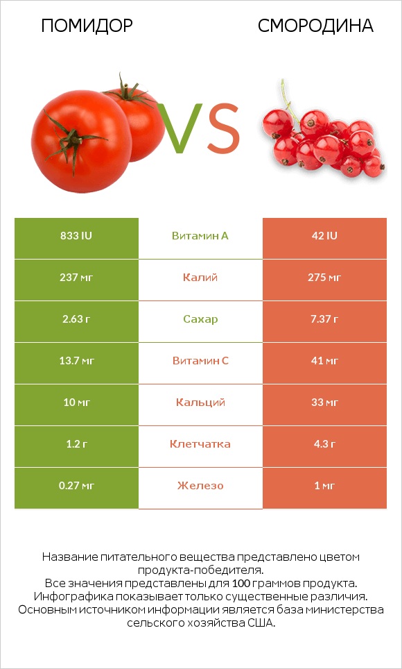 Помидор  vs Смородина infographic