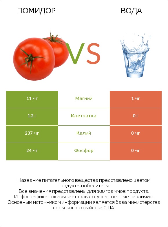 Помидор vs Вода infographic