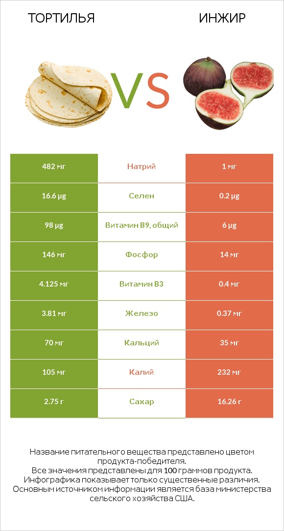 Тортилья vs Инжир infographic