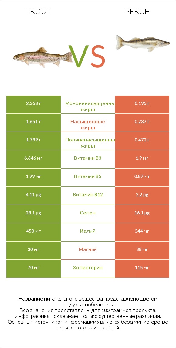 Trout vs Perch infographic