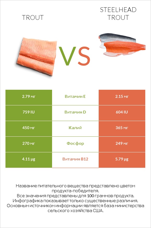 Trout vs Steelhead trout infographic