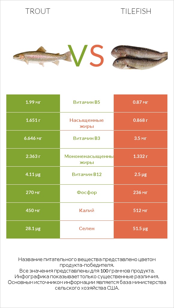 Trout vs Tilefish infographic