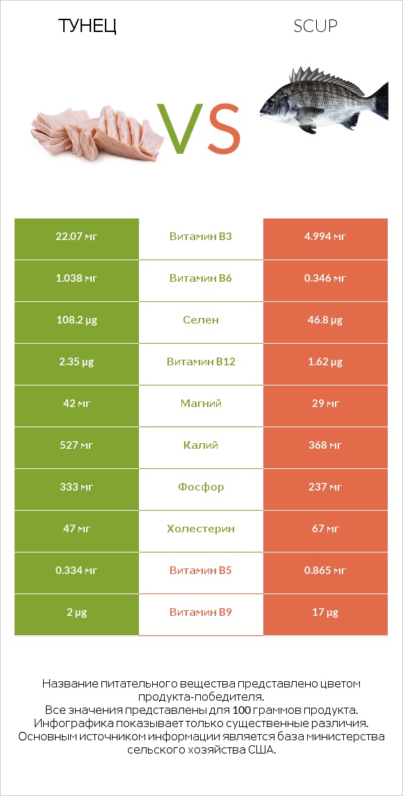 Тунец vs Scup infographic