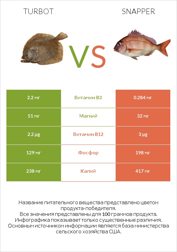 Turbot vs Snapper infographic