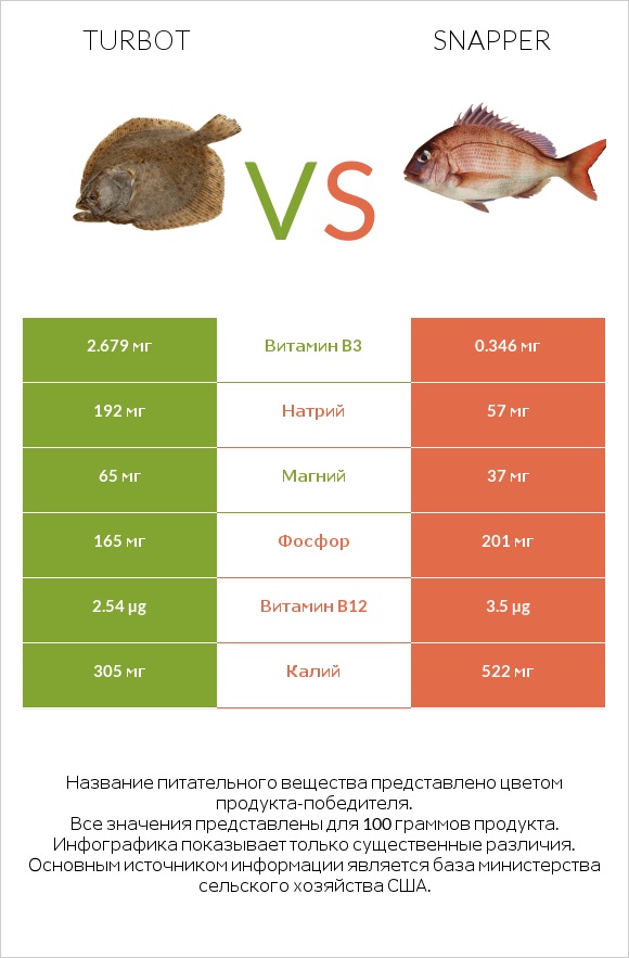 Turbot vs Snapper infographic