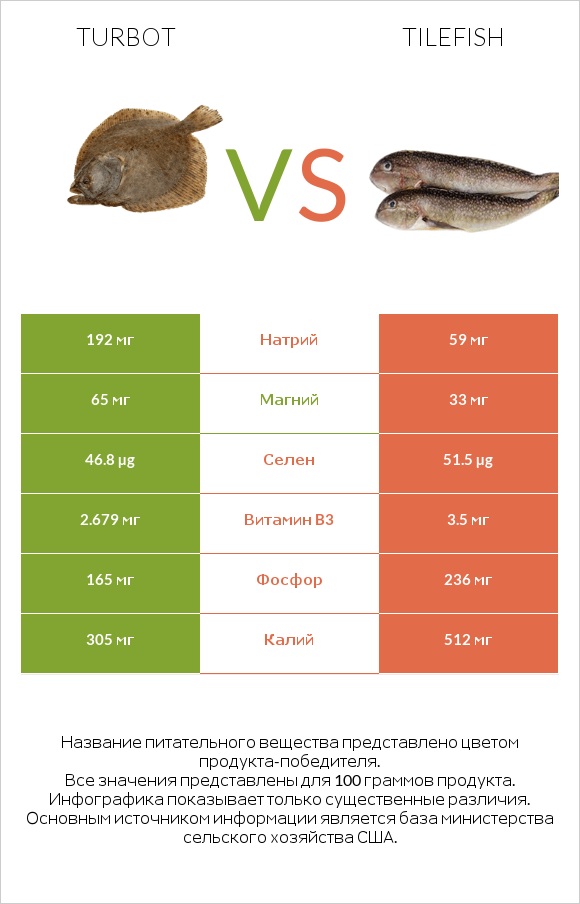 Turbot vs Tilefish infographic